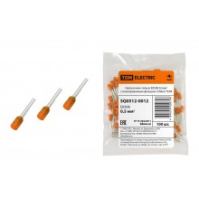 Наконечник-гильза Е0508 0,5мм2 с изолированным фланцем (100шт)   SQ0512-0012  TDM