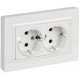 BRITE Розетка 2-местная с заземлением с защитными шторками плоская 16А в сборе РСшПл12-3-БрБ белый   BR-R28-16-K01-F  IEK
