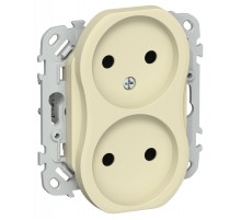 FLITE Розетка 2-ая без заземления без шторок быстрозажимные клеммы 10А РС02-1-ФлН навахо  FI-R20-10-1-K87  IEK