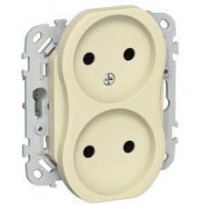 FLITE Розетка 2-ая без заземления без шторок 10А РС02-0-ФлН навахо  FI-R20-10-K87  IEK