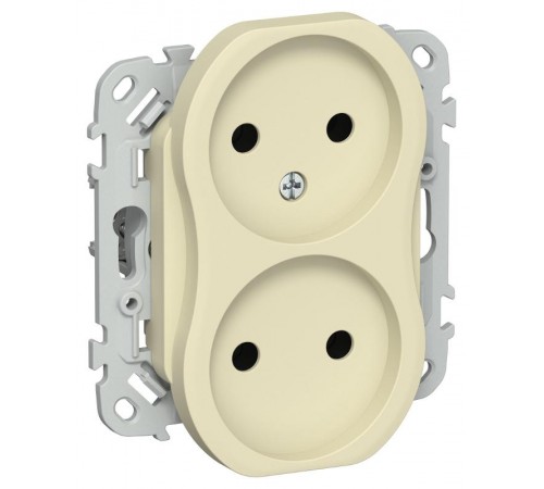 FLITE Розетка 2-ая без заземления без шторок быстрозажимные клеммы 10А РС02-1-ФлН навахо  FI-R20-10-1-K87  IEK