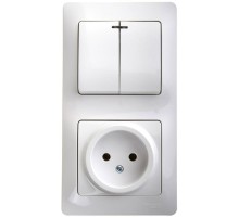 Glossa Белый Блок: Розетка и 2-кл. Выключатель с подсветкой  GSL000173  SE