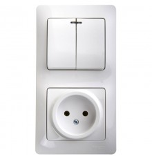 Glossa Белый Блок: Розетка и 2-кл. Выключатель с подсветкой  GSL000173  SE