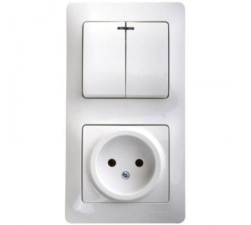 Glossa Белый Блок: Розетка и 2-кл. Выключатель с подсветкой  GSL000173  SE