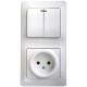 Glossa Белый Блок: Розетка и 2-кл. Выключатель с подсветкой  GSL000173  SE