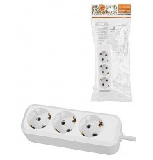 Удлинитель 3 гнезда, 1,5 метра, с/з, 16 А, 3500 Вт, белый, НАРОДНЫЙ  SQ1303-1400  TDM