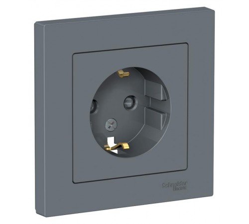 AtlasDesign Грифель Розетка с заземлением со шторками, 16А, (в сборе с рамкой)  ATN000744  SE