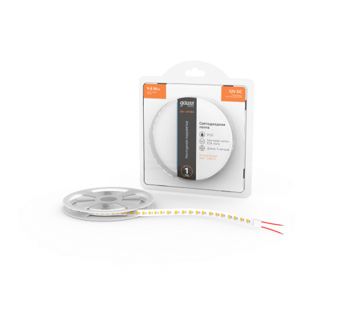 Лента светодиодная Basic LED 2835/120 12V 9,6W/m 624lm/m 3000K 8mm IP20 5m 1/100  BT064  Gauss