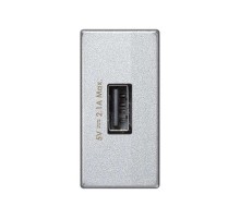 Simon Connect Зарядное устройство USB, К45, узкий модуль, 5 В, 2,1 А, алюминий  K126D-8  Simon
