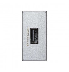Simon Connect Зарядное устройство USB, К45, узкий модуль, 5 В, 2,1 А, алюминий  K126D-8  Simon