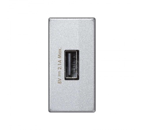 Simon Connect Зарядное устройство USB, К45, узкий модуль, 5 В, 2,1 А, алюминий  K126D-8  Simon