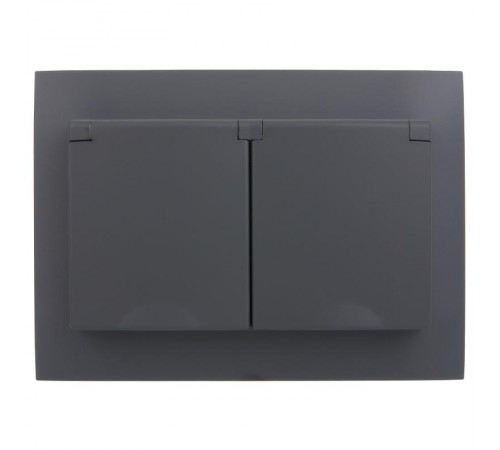 SKANDY Розетка 2-местная с кр. 16А в сб IP44 SK-R12G графит  SK-R26-16-44-K53-F  IEK
