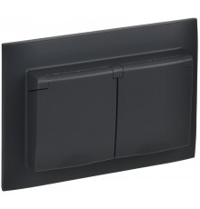 SKANDY Розетка 2-местная с кр. 16А в сб IP44 SK-R12G графит  SK-R26-16-44-K53-F  IEK