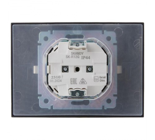SKANDY Розетка 2-местная с кр. 16А в сб IP44 SK-R12G графит  SK-R26-16-44-K53-F  IEK