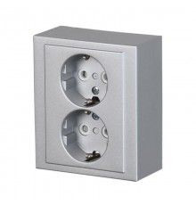 Розетка двойная накладного монтажа, Impressivo, алюминий  402EA-83   2TKA00001609  ABB