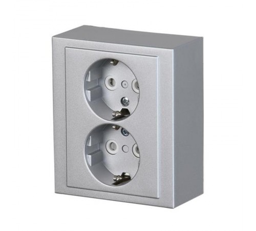 Розетка двойная накладного монтажа, Impressivo, алюминий  402EA-83   2TKA00001609  ABB