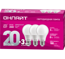 Лампа светодиодная 90 609 OLL-A60-20-230-4K-E27-PACK3  90609  ОНЛАЙТ