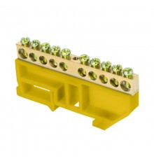Шина "0" N (6х9мм) 10 отверстий латунь желтый изолятор на DIN-рейку EKF PROxima  sn0-63-10-dz  EKF