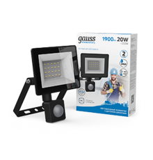 Прожектор светодиодный LED 20W 1380lm IP65 6500К с датчиком движения  628511320  Gauss