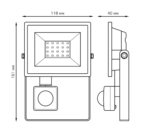Прожектор светодиодный LED 20W 1380lm IP65 6500К с датчиком движения  628511320  Gauss