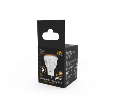 Лампа светодиодная LED 3Вт GU4 220В 2100К MR11 d35х45мм  132517103  Gauss