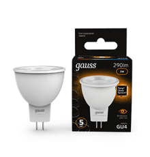 Лампа светодиодная LED 3Вт GU4 220В 2100К MR11 d35х45мм  132517103  Gauss