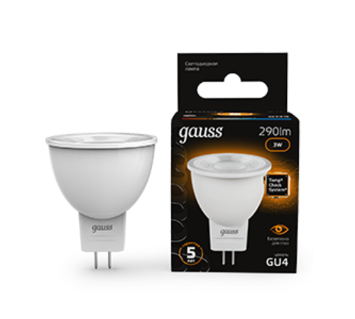 Лампа светодиодная LED 3Вт GU4 220В 2100К MR11 d35х45мм  132517103  Gauss