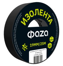 Изолента ПВХ ФАZА 19мм * 25м черная (спайка по 5) арт.5038295