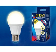 Лампа светодиодная LED-A60 10W/3000K/E27/FR/DIM PLP01WH LED, димм.. "груша", мат, серия Яркая, пр-во Россия, 3000К .  UL-00004287  Uniel