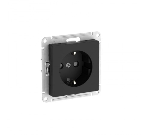 AtlasDesign Карбон Розетка с заземлением со шторками, 16А, механизм, быстрозажимные клеммы  ATN001045S  SE