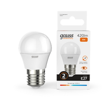 Лампа светодиодная LED 6Вт E27 220В 2700К Elementary шар  53216  Gauss
