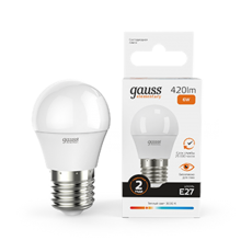 Лампа светодиодная LED 6Вт E27 220В 2700К Elementary шар  53216  Gauss