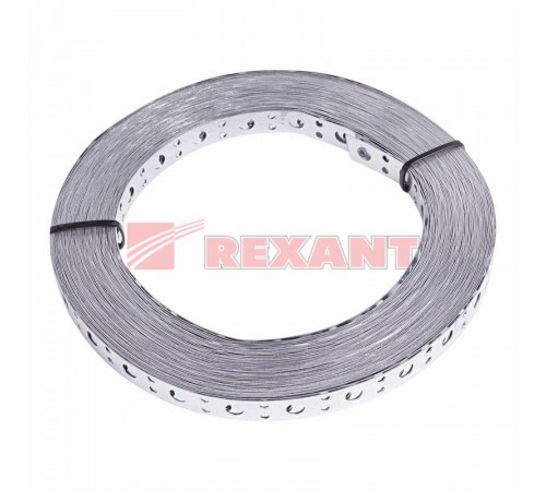 Лента полоса монтажная оцинкованная, перфорированная прямая 12х0,55 мм, рулон 25 м  07-7112-4  REXANT