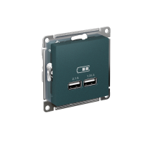 AtlasDesign Изумруд Розетка USB, 5В, 1 порт x 2,1 А, 2 порта х 1,05 А, механизм  ATN000833  SE