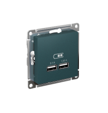 AtlasDesign Изумруд Розетка USB, 5В, 1 порт x 2,1 А, 2 порта х 1,05 А, механизм  ATN000833  SE