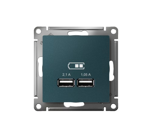 AtlasDesign Изумруд Розетка USB, 5В, 1 порт x 2,1 А, 2 порта х 1,05 А, механизм  ATN000833  SE