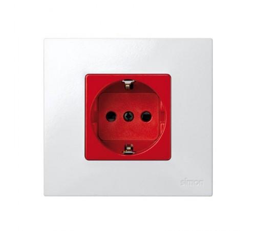 Simon 27 Розетка двухполюсная с/з, с защитными шторками, безвинтовой зажим, 16А 250В, широкий модул  27432-68  Simon