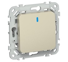 FLITE Выключатель 1-клавишный кнопочный с индикацией 10А ВС11-2-1-ФлШ шампань  FI-V14-1-10-1-K37  IEK