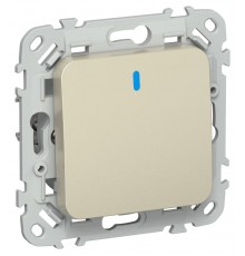 FLITE Выключатель 1-клавишный кнопочный с индикацией 10А ВС11-2-1-ФлШ шампань  FI-V14-1-10-1-K37  IEK