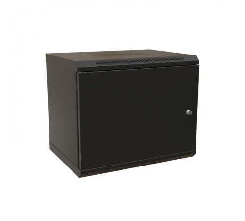 WR-TW-1245-SR-RAL9004 Шкаф настенный 19-дюймовый (19"), 12U, 650x600х450мм, цельнометал.,дверь с замком, (RAL 9004)  520246  WRLine