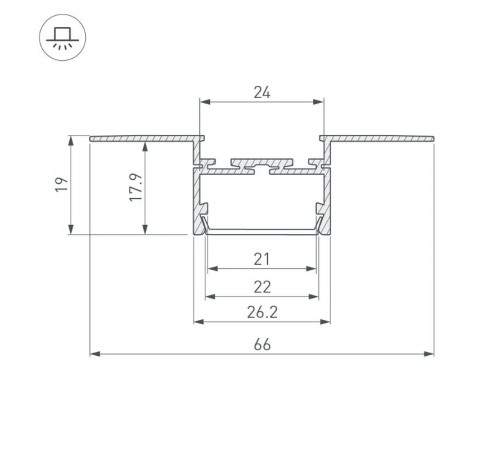 Профиль PLS-LOCK-H19-T-HIDE-2000 (Arlight, Алюминий)  033693  Arlight