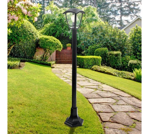 Светильник садово-парковый 6-гранный черный напольный 112см E27 IP44(У1) НТУ 07-40-004 "Валенсия 3" (60)  Б0051191  ЭРА