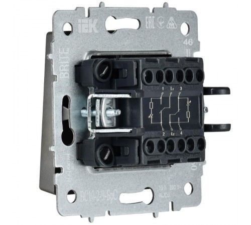 BRITE Выключ. 2-кл. с инд. отел. 10А ВС10-2-9-БрС сталь  BR-V20-2-10-K46  IEK