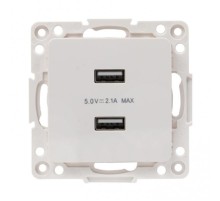 Стокгольм Механизм Розетки USB 2-местной 2,1А белый PROxima  EYR16-028-10-2USB  EKF