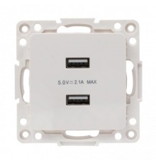 Стокгольм Механизм Розетки USB 2-местной 2,1А белый PROxima  EYR16-028-10-2USB  EKF