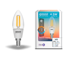 Лампа светодиодная филаментная Smart Home DIM+CCT E14 C35 4,5 Вт 2000-6500 К 1/10/40  1250112  Gauss