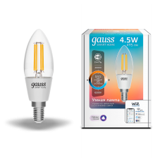 Лампа светодиодная филаментная Smart Home DIM+CCT E14 C35 4,5 Вт 2000-6500 К 1/10/40  1250112  Gauss