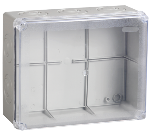 Коробка распределительная КМ41330 для о/п 100х100х50 мм IP55 (RAL7035, гермовводы PG9 5 шт)  UKO10-100-100-050-K51-55  IEK