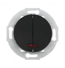 Выключатель двухклавишный (схема 5L) с индикатором 10 A, 250 B (черный ) Vintage  881208-1  Ecoplast