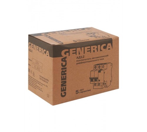 Выключатель автоматический дифференциального тока АД12 2п 25А C 25А тип AC (3,4 мод)  MAD15-2-025-C-030  GENERICA